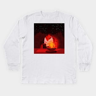 Couple Campfire Cozy Lovers Embrace Together Kids Long Sleeve T-Shirt